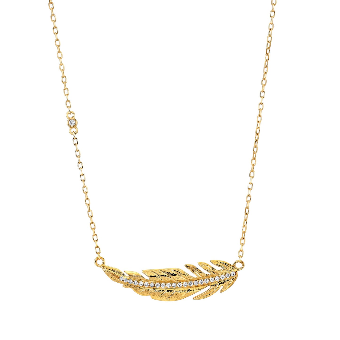 14K 0.12cttw VS White Diamond Feather Necklace