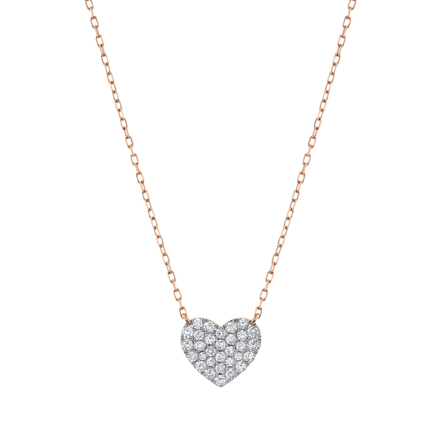 14K 0.48cttw VS White Diamond Pavé Heart Necklace