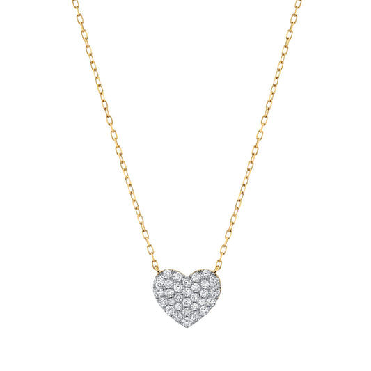 14K 0.48cttw VS White Diamond Pavé Heart Necklace