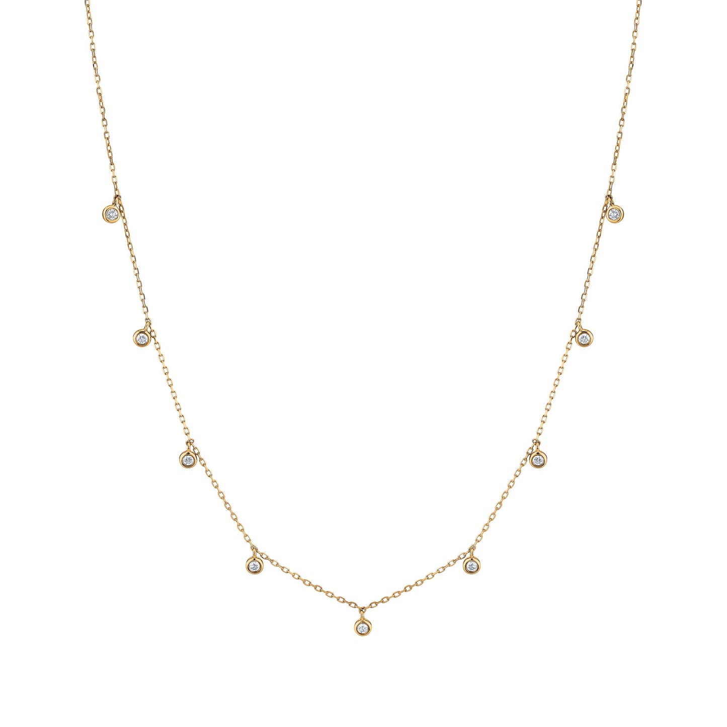 14K 0.36cttw VS White Diamond Dangling Station Necklace