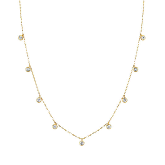 14K 1.00cttw VS White Diamond Dangling Station Necklace