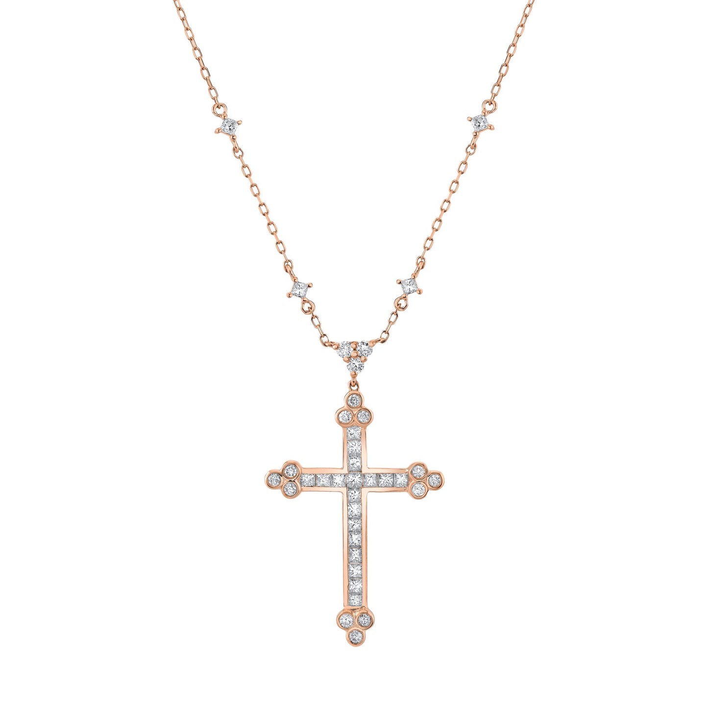 14K 1.60cttw VS White Diamond Cross Necklace