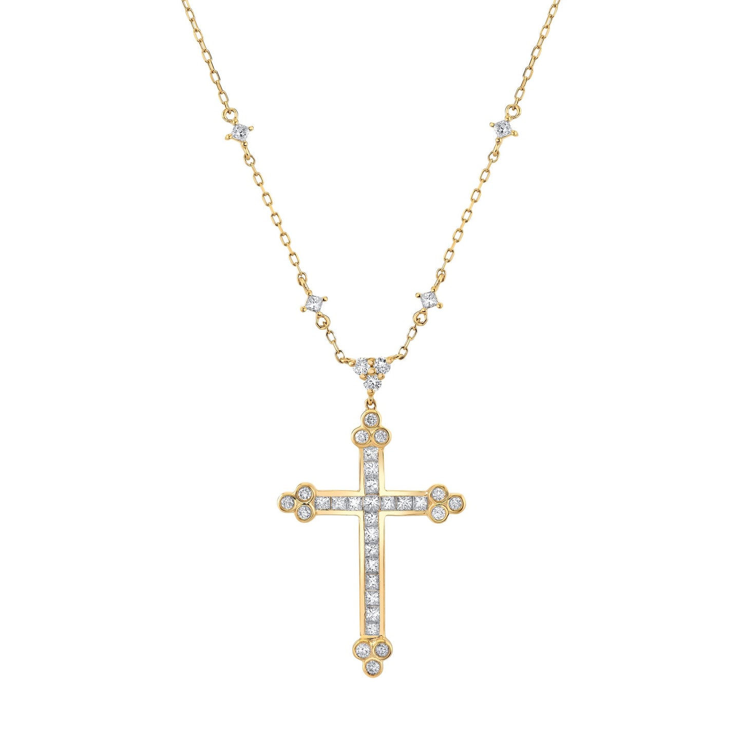 14K 1.60cttw VS White Diamond Cross Necklace