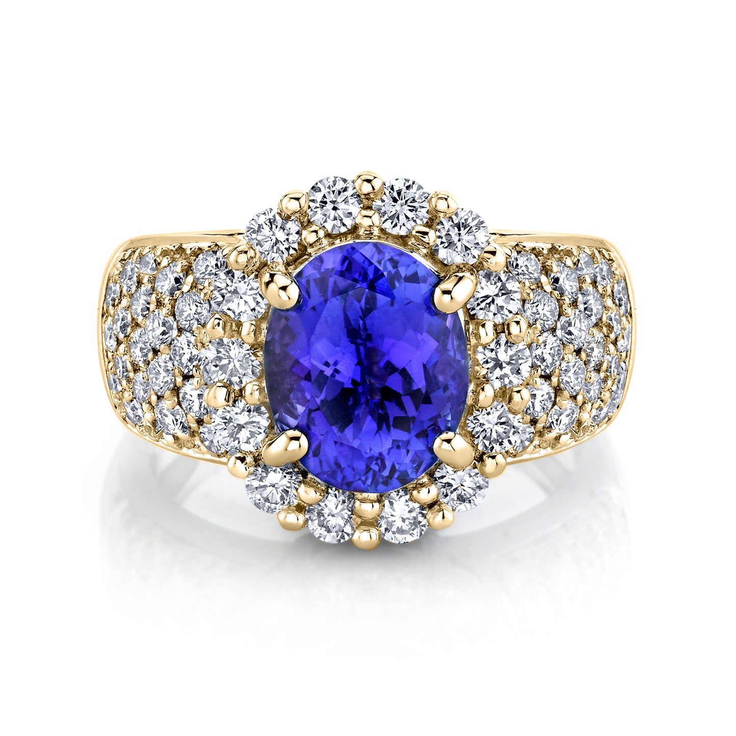 Oval Tanzanite and Diamond Cocktail Ring in 14K Yellow Gold