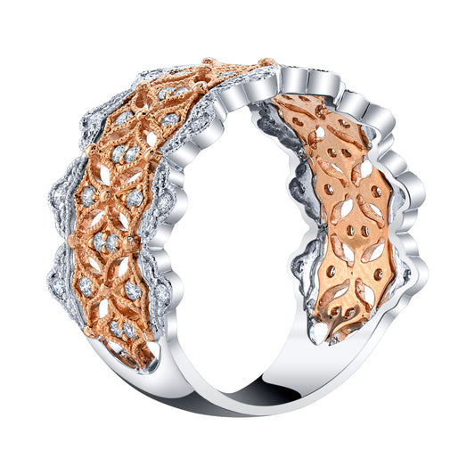 14K 0.33cttw VS White Diamond Lace Band Ring