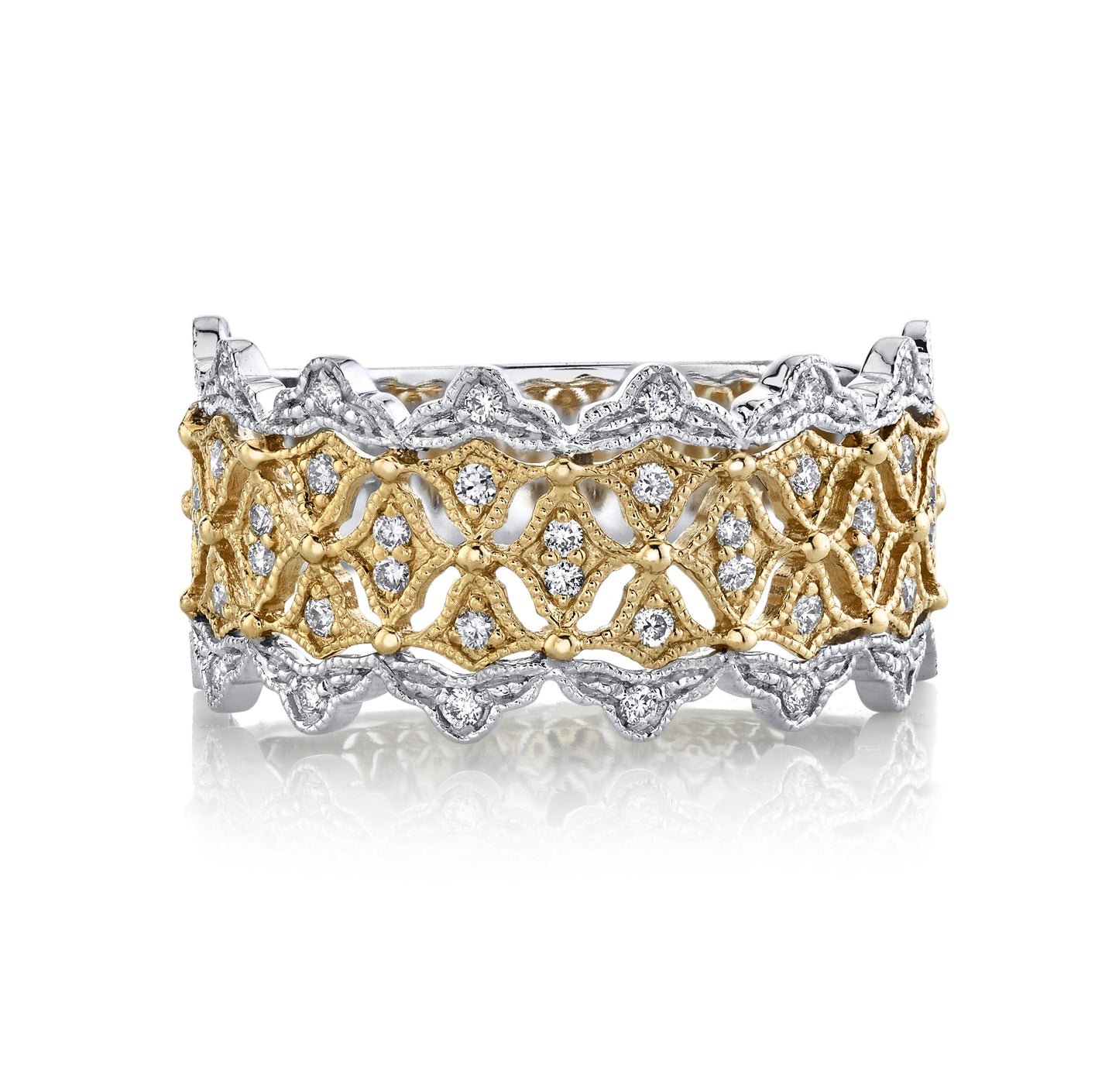 14K 0.33cttw VS White Diamond Lace Band Ring