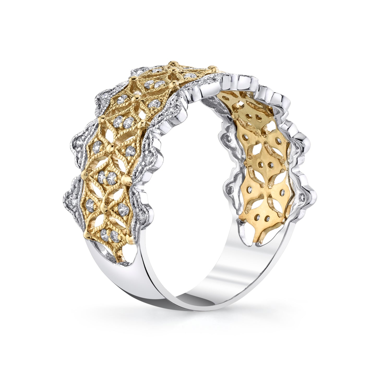 14K 0.33cttw VS White Diamond Lace Band Ring