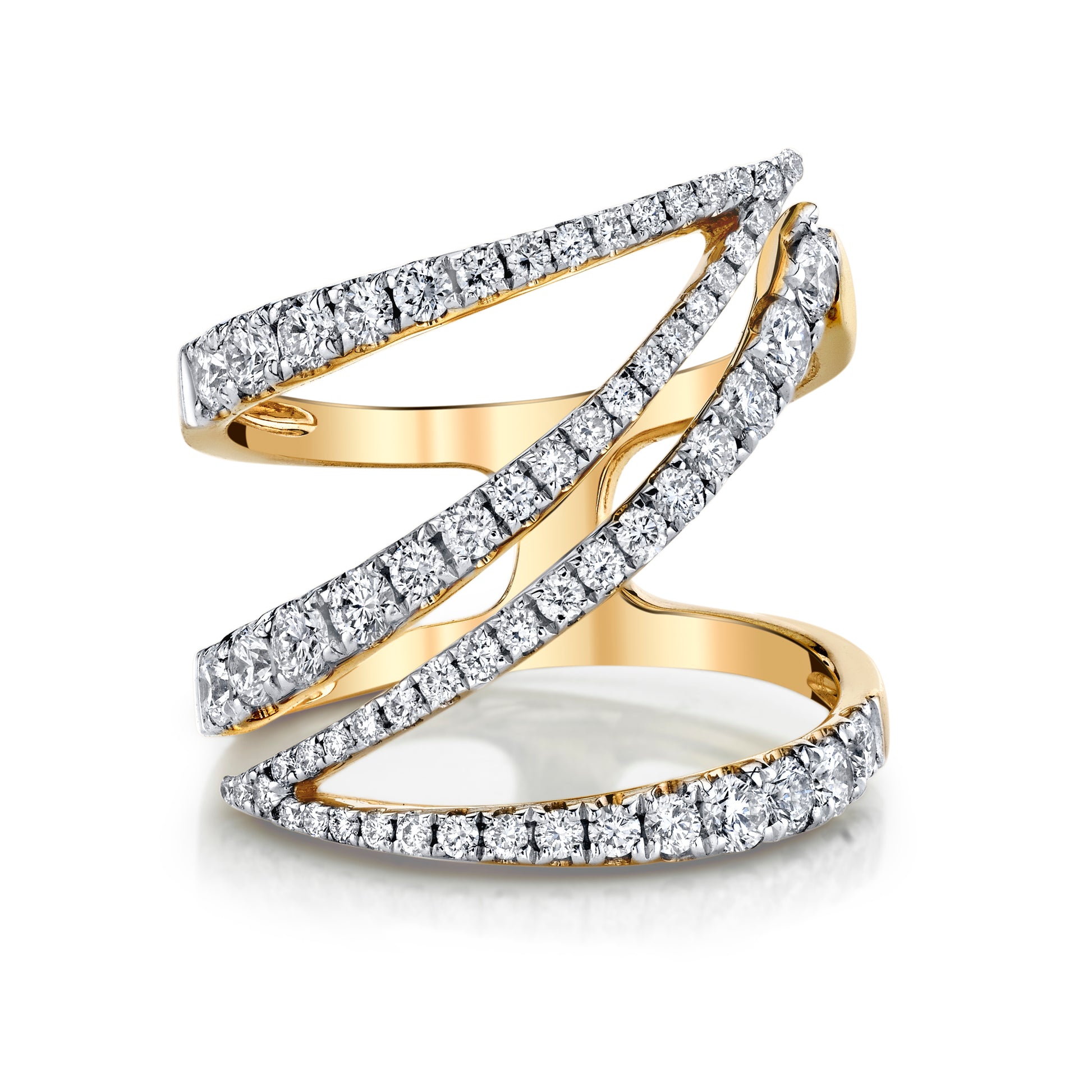 Natural White Diamond Z Ring in 14K Yellow Gold