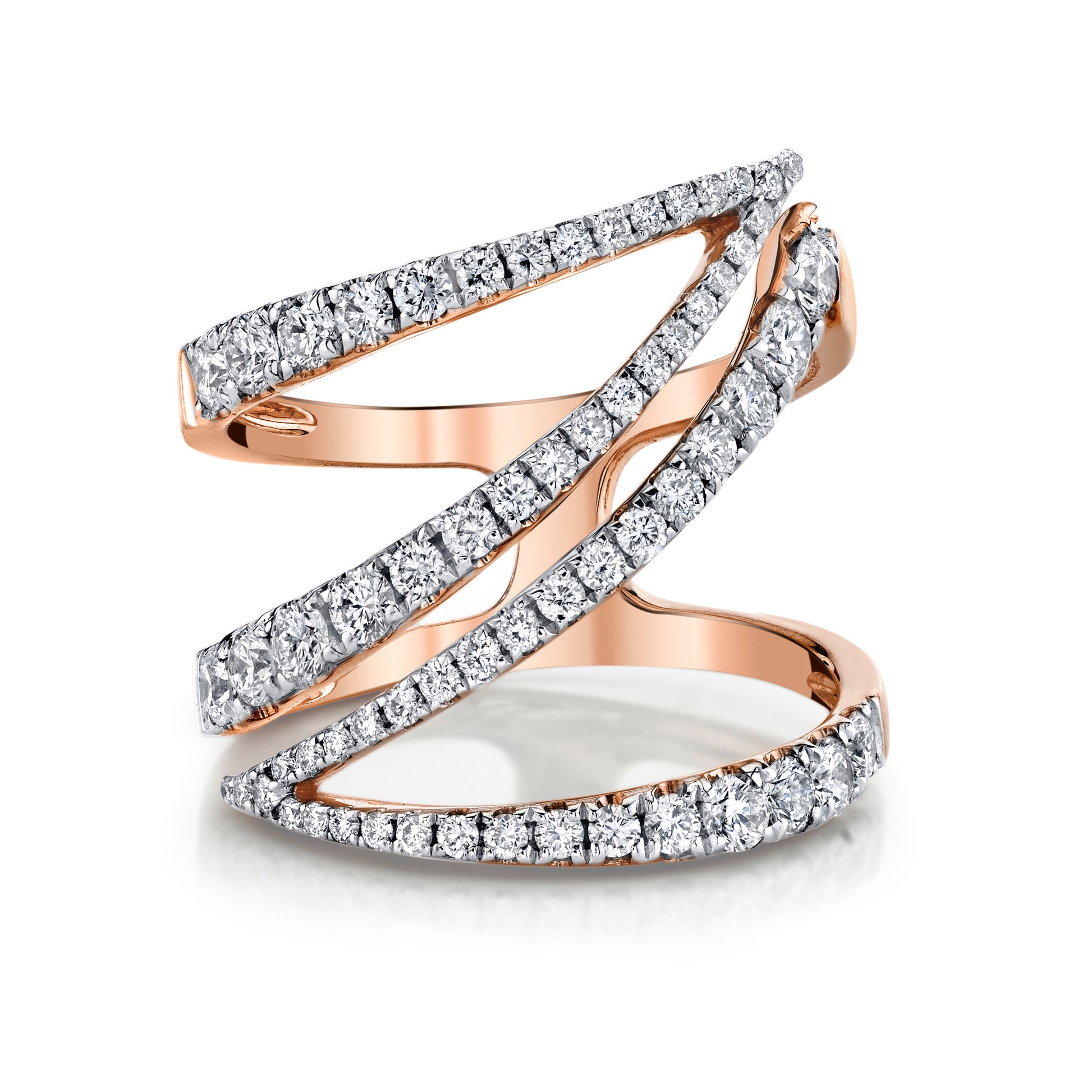 Natural White Diamond Z Ring in 14K Rose Gold