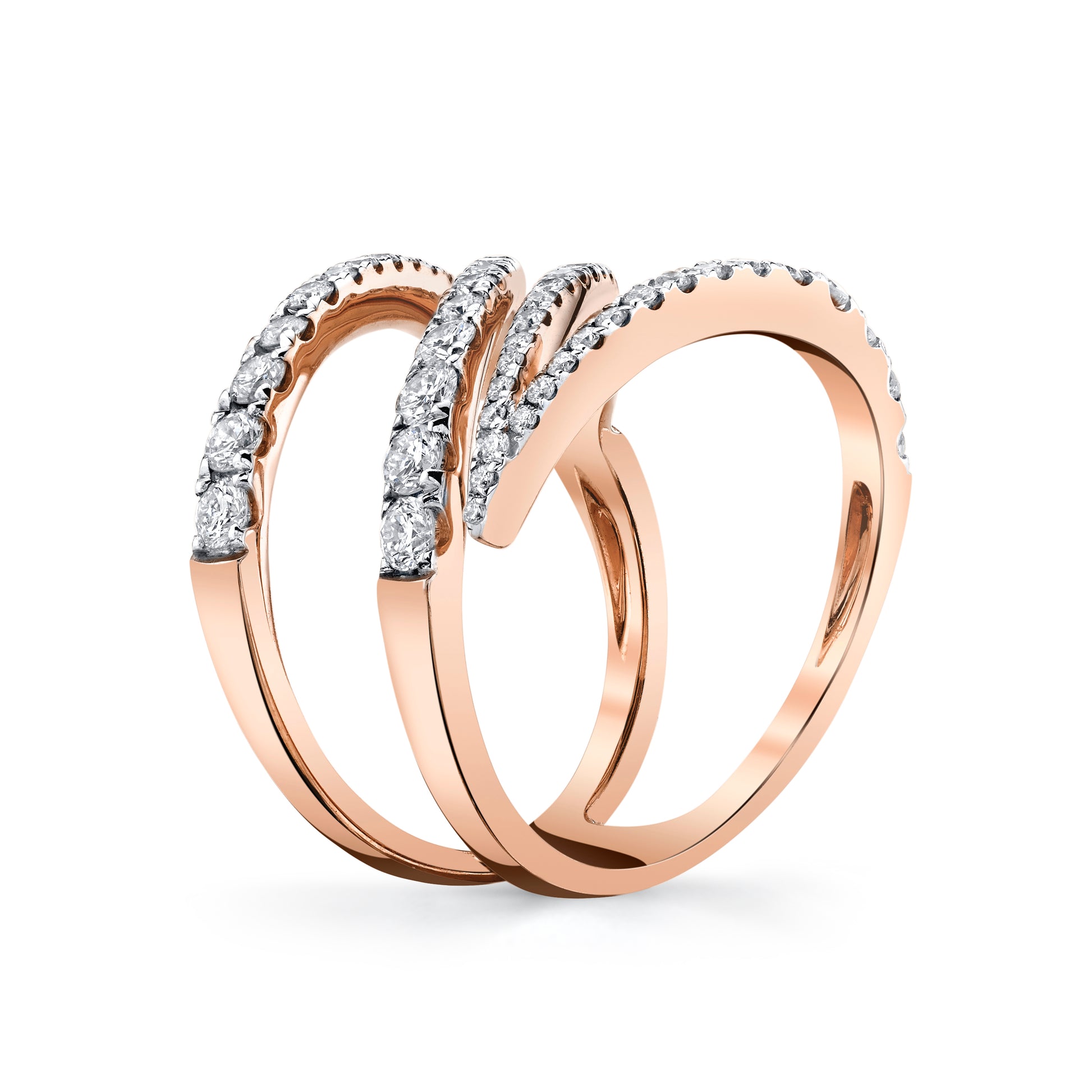 Natural White Diamond Z Ring in 14K Rose Gold - Side Profile