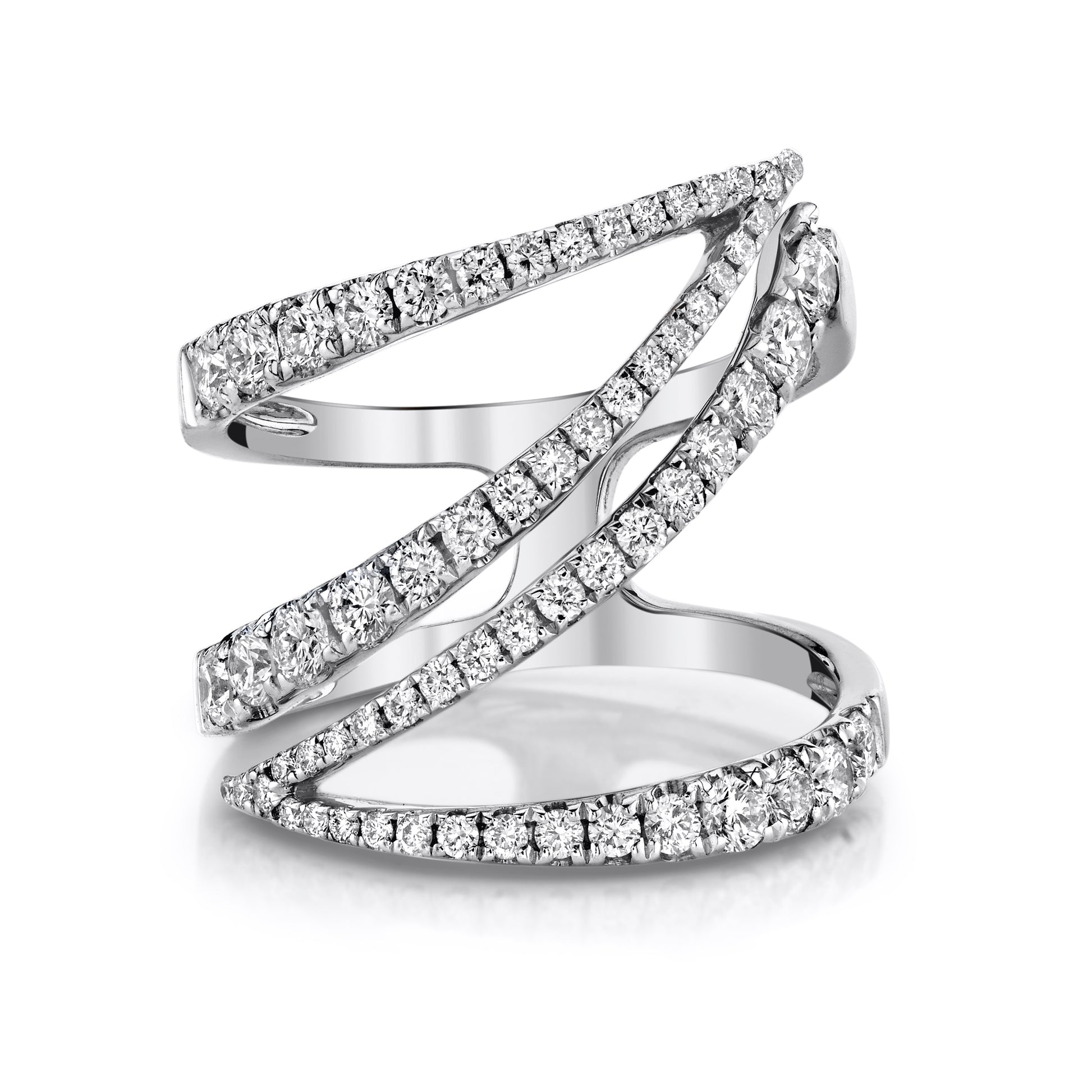 Natural White Diamond Z Ring in 14K White Gold