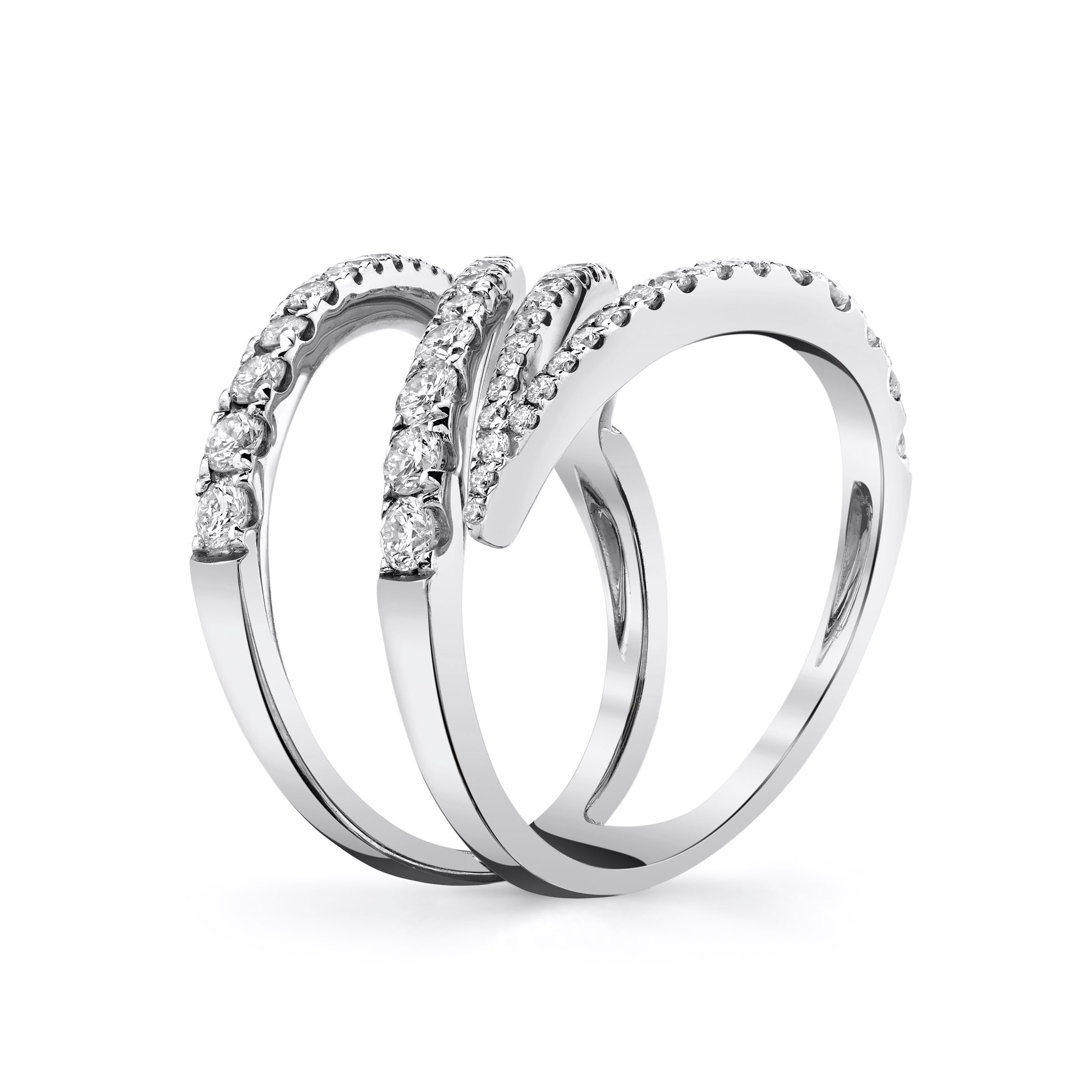 Natural White Diamond Z Ring in 14K White Gold - Side Profile