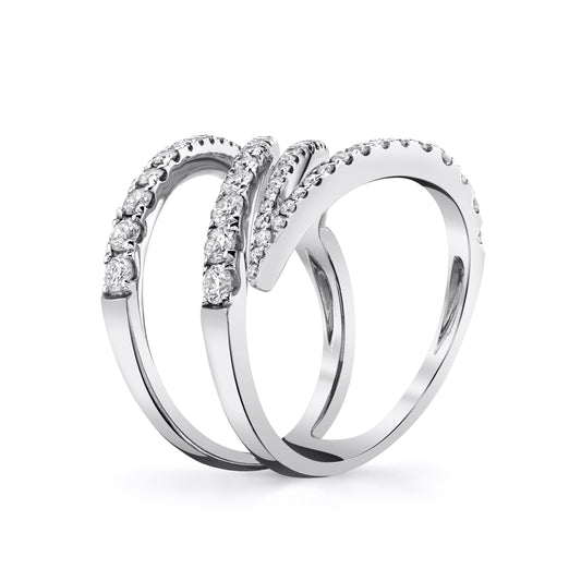 Natural White Diamond Z Ring in 14K White Gold - Side Profile
