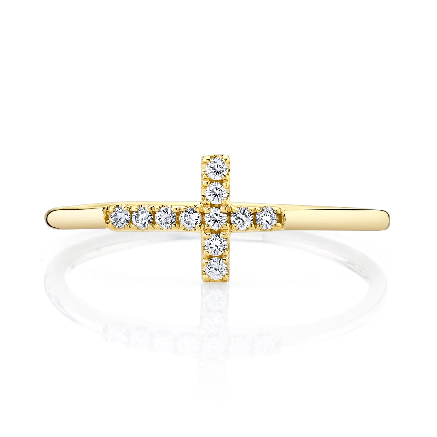 Petite Stackable VS White Diamond Cross Ring