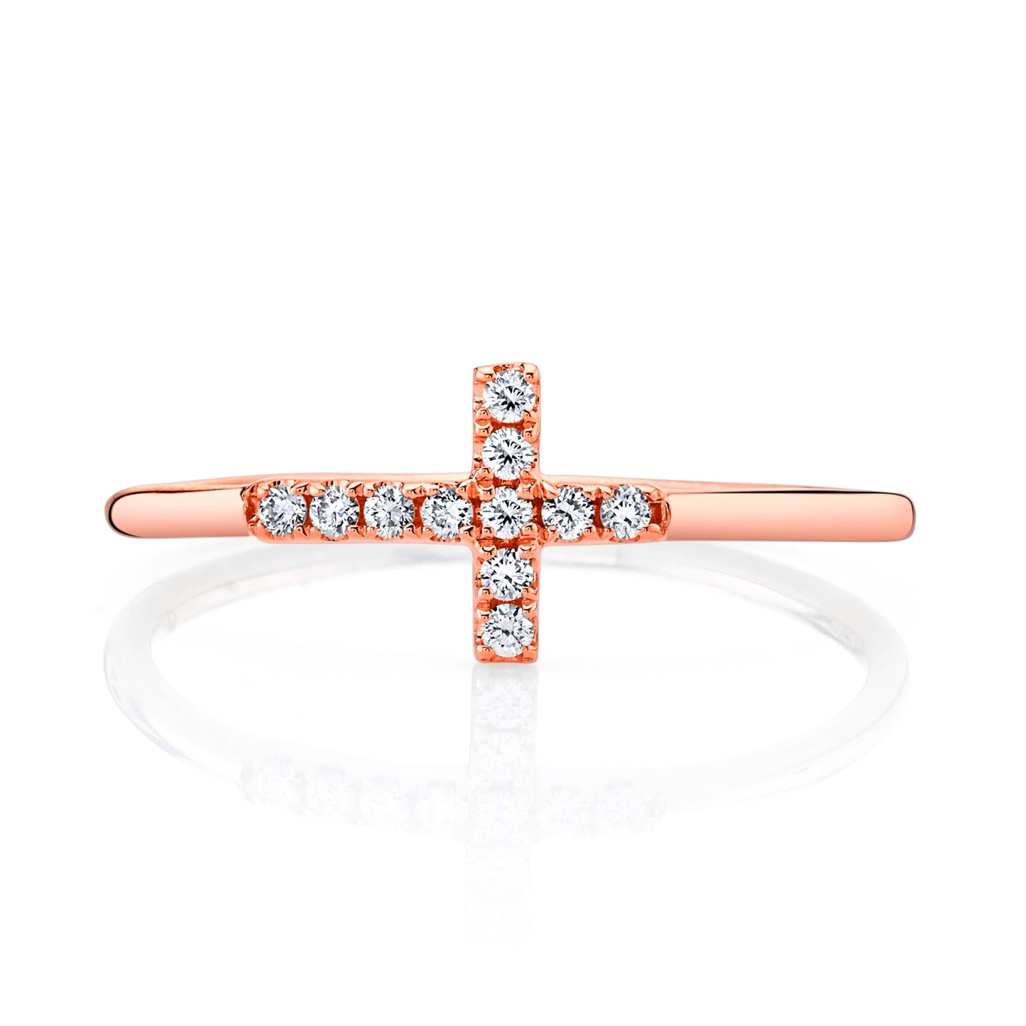 Petite Stackable VS White Diamond Cross Ring