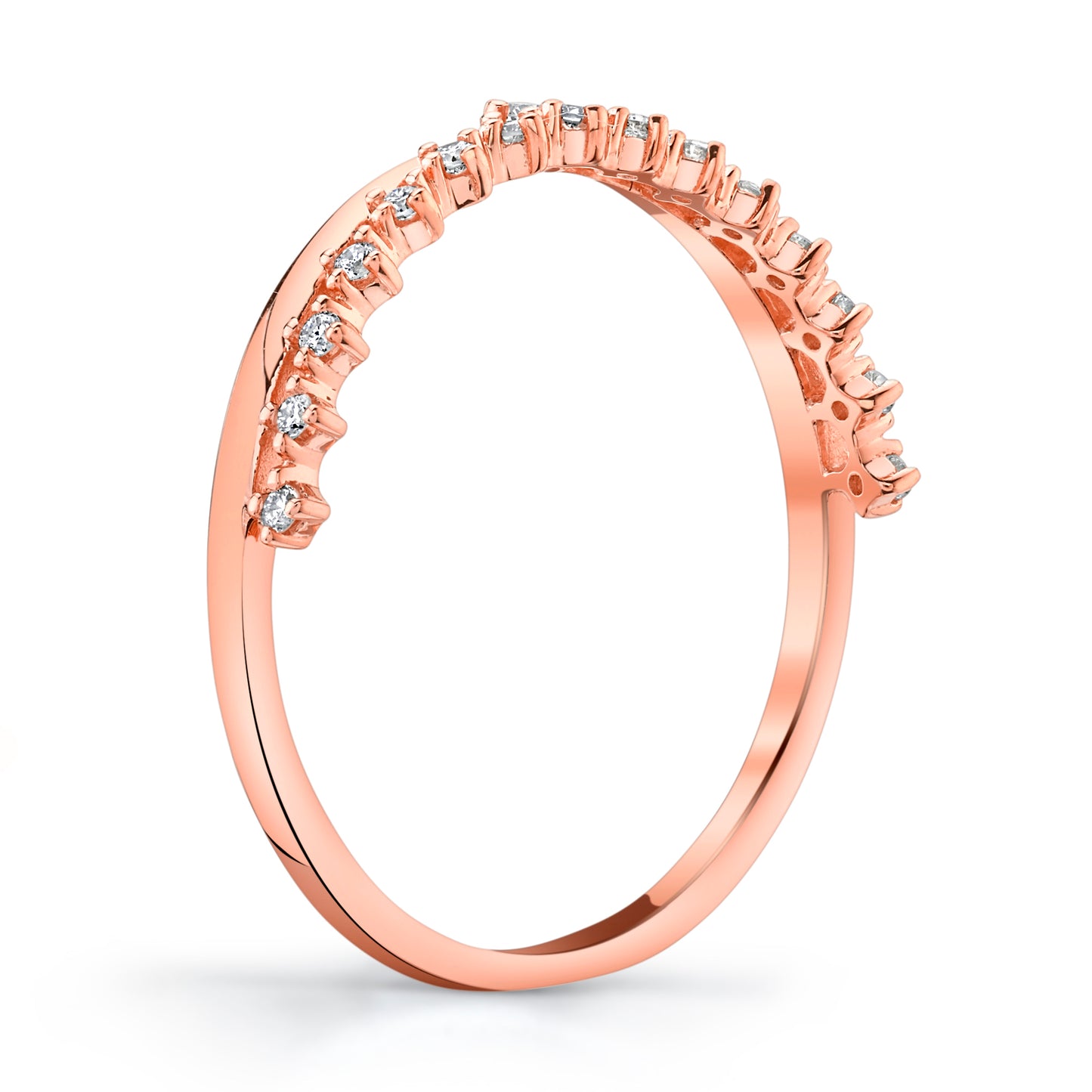 Stackable Diamond Tiara Ring in 14K Rose Gold - Side Profile