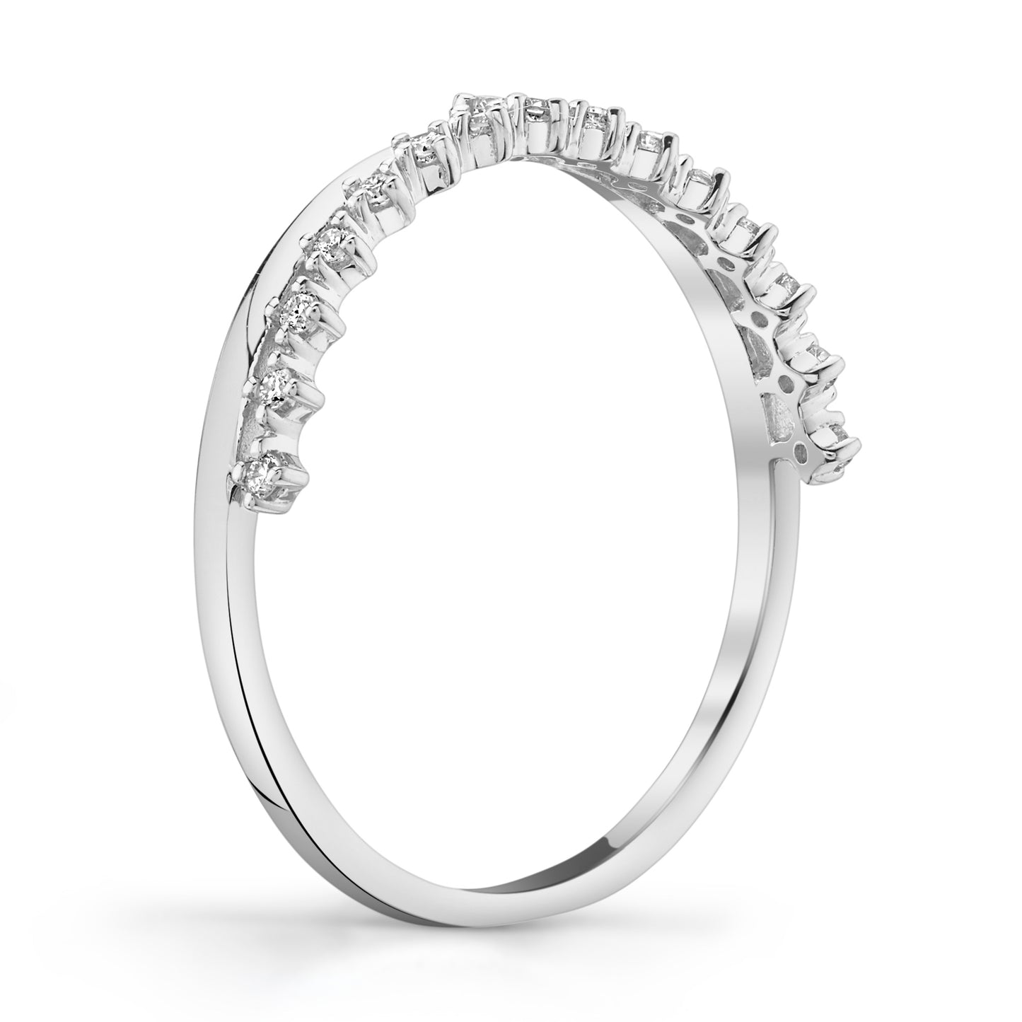 Stackable Diamond Tiara Ring in 14K White Gold - Side Profile