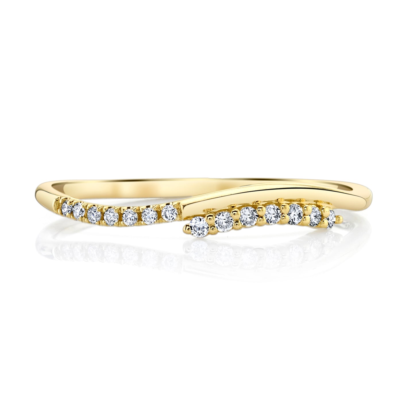 Stackable Diamond Wave Ring in 14K Yellow Gold