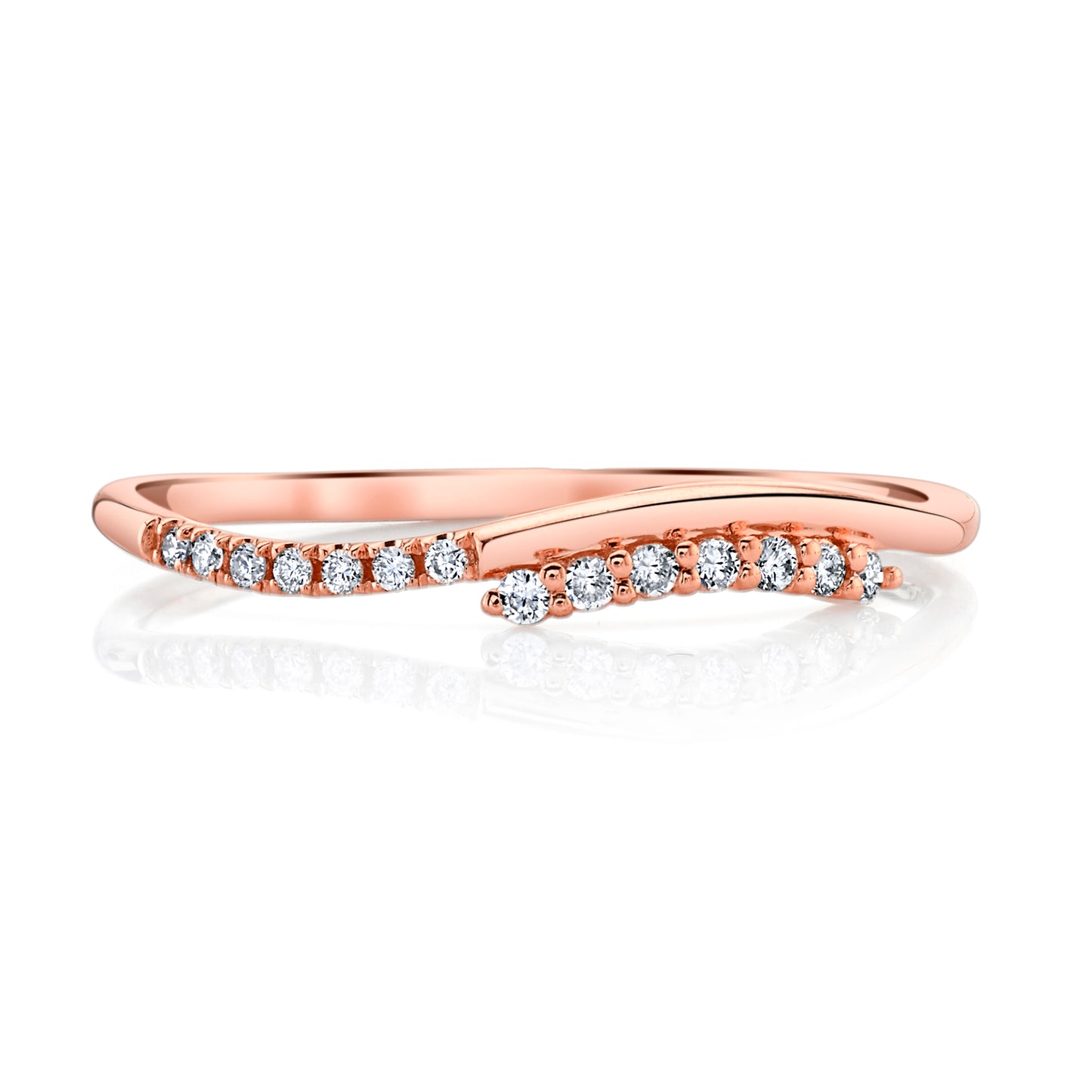 Stackable Diamond Wave Ring in 14K Rose Gold