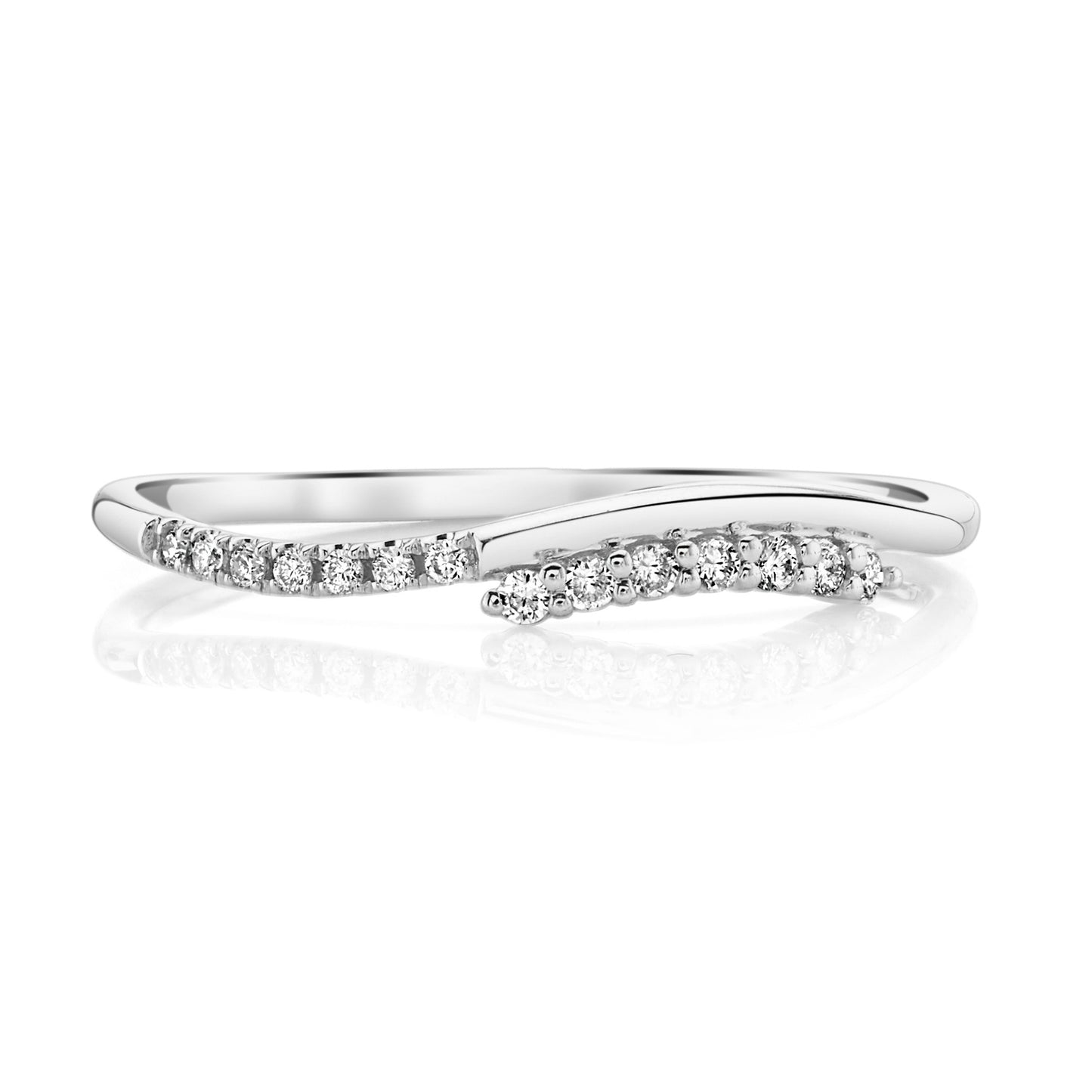 Stackable Diamond Wave Ring in 14K White Gold