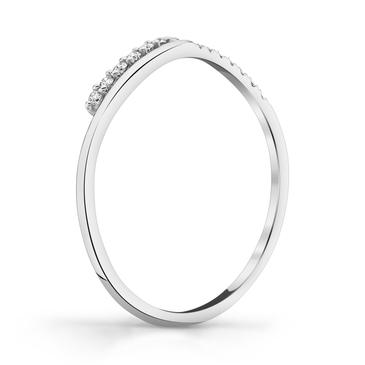 Stackable Diamond Wave Ring in 14K White Gold - Side Profile