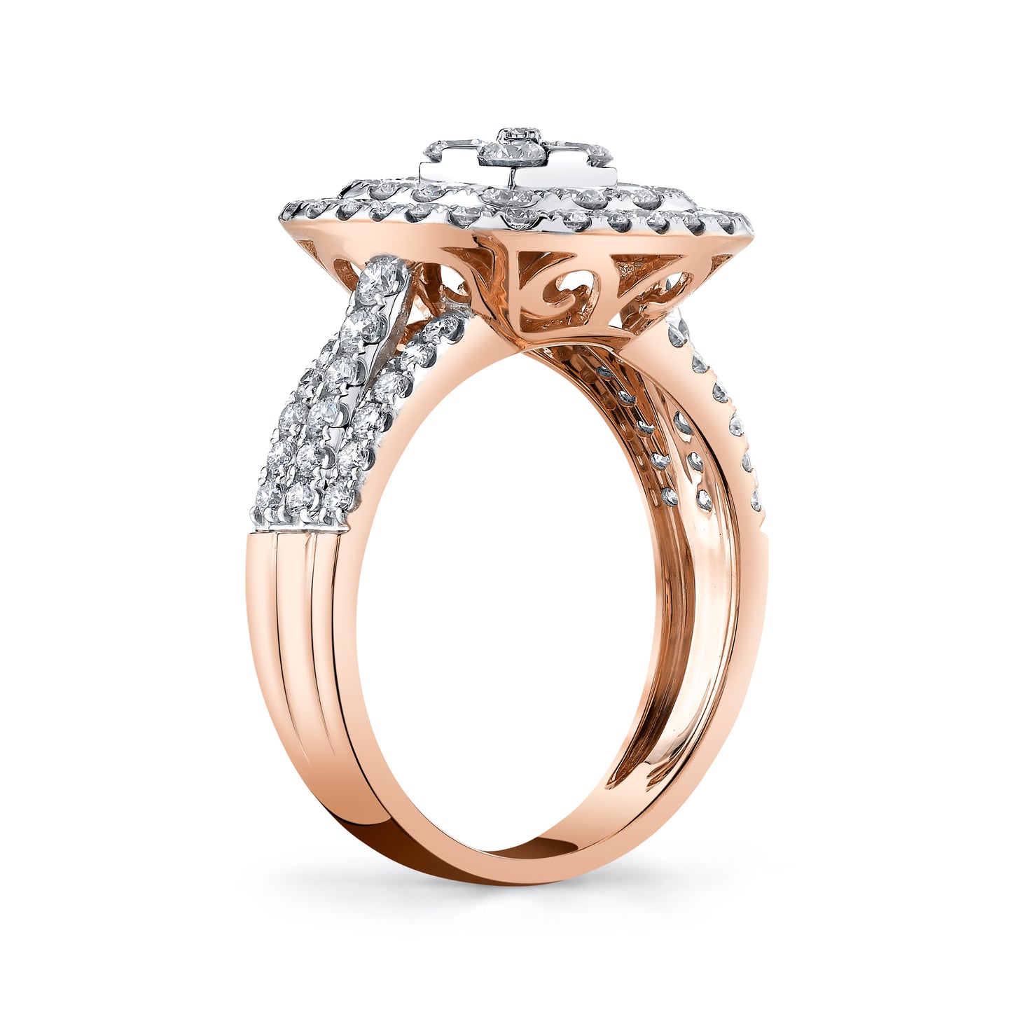 14K 1.93cttw VS White Diamond Pavé Square Ring