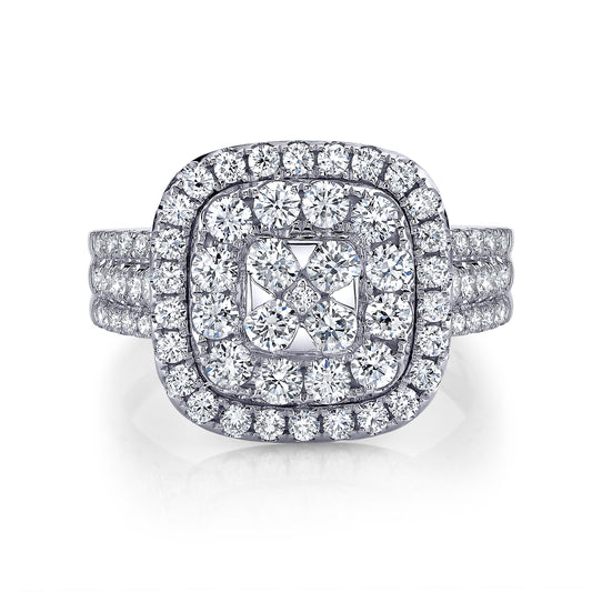 14K 1.93cttw VS White Diamond Pavé Square Ring