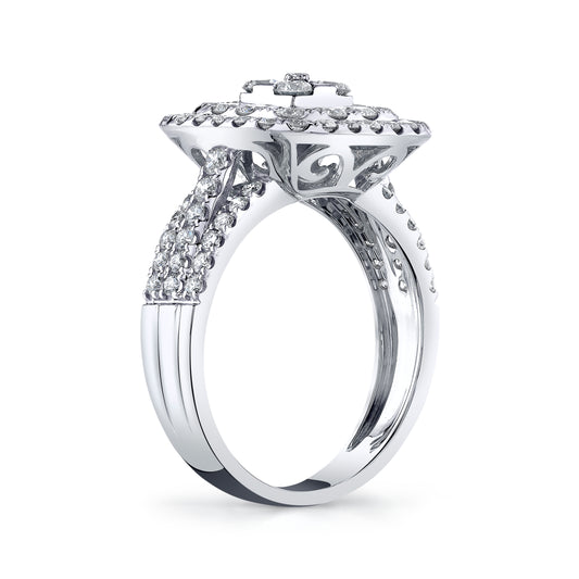 14K 1.93cttw VS White Diamond Pavé Square Ring