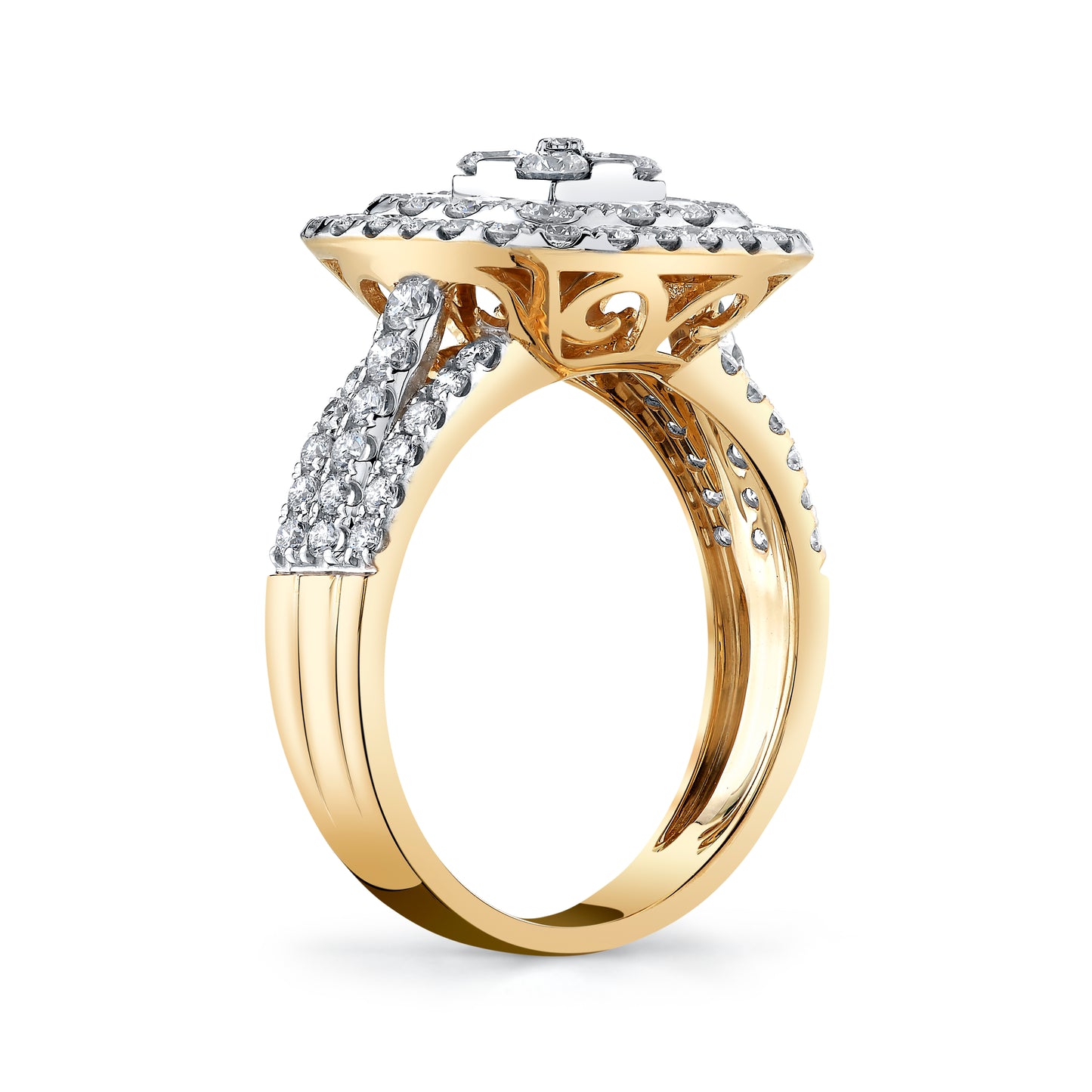 14K 1.93cttw VS White Diamond Pavé Square Ring