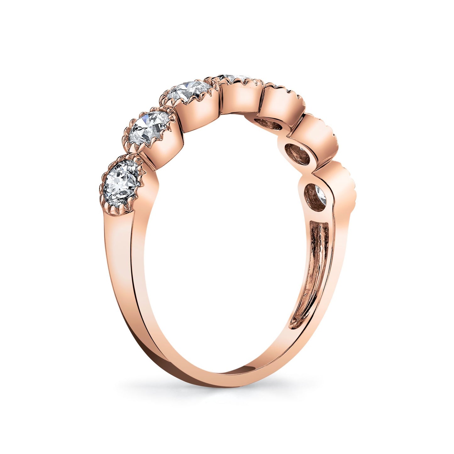 14K 1.21cttw VS White Diamond 7 Stone Band Ring
