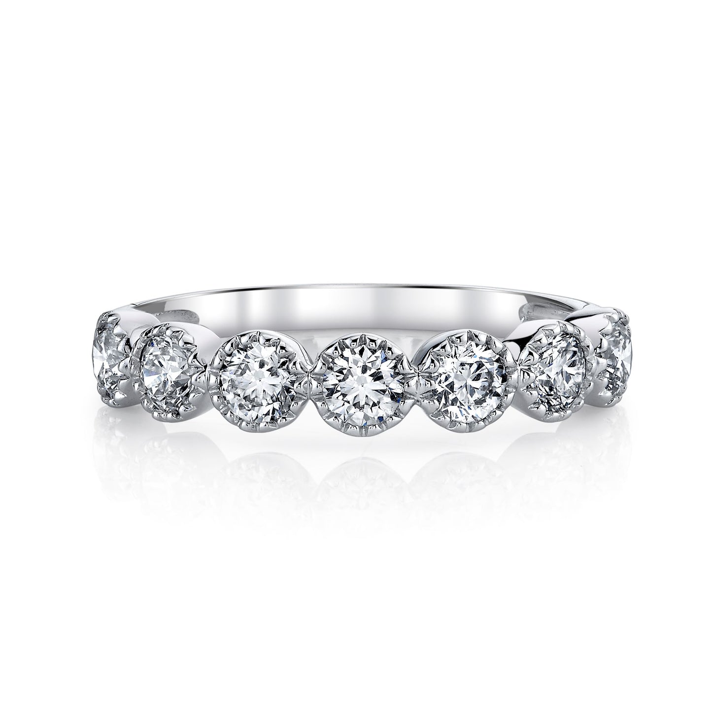 14K 1.21cttw VS White Diamond 7 Stone Band Ring