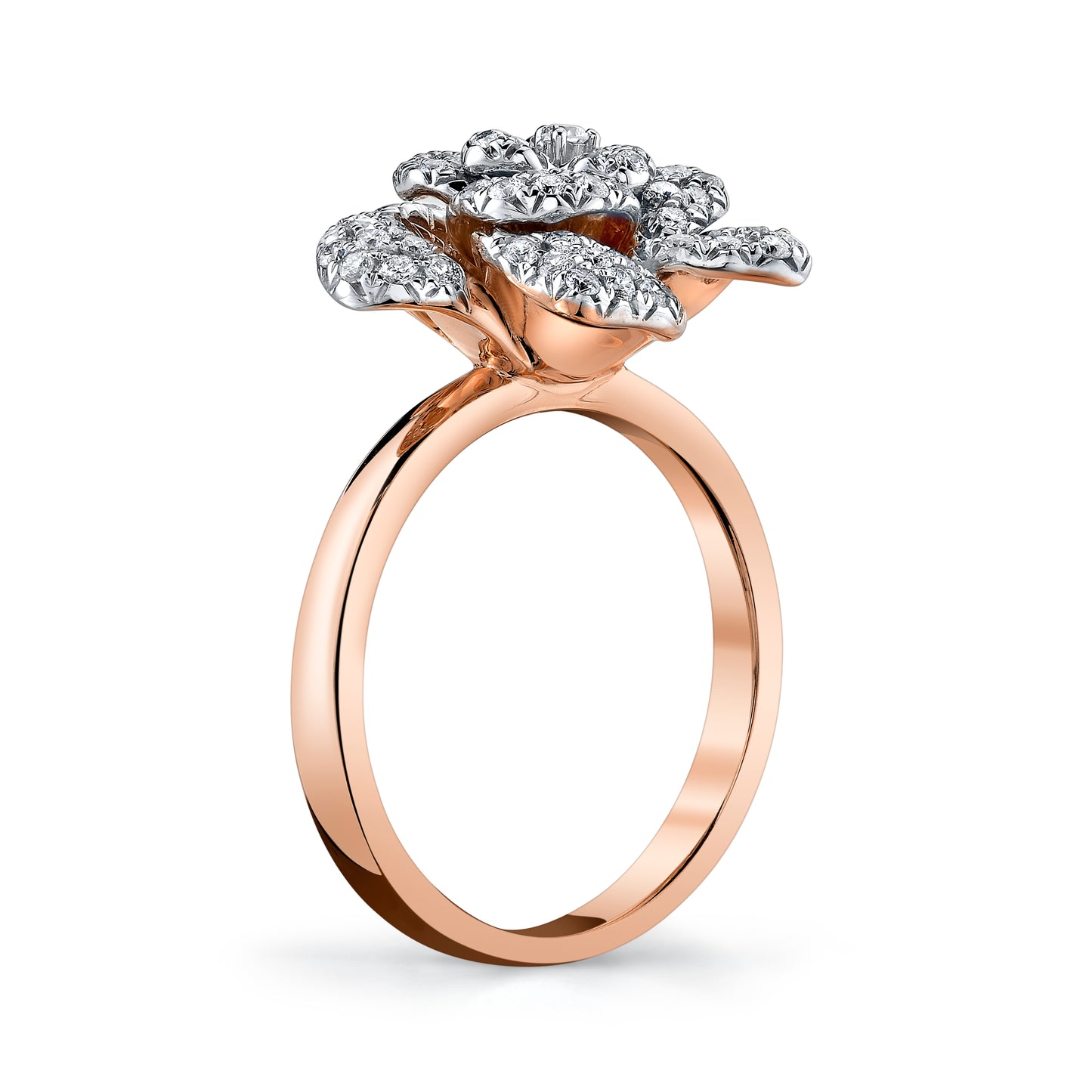 14K 1.01cttw Round VS White Diamond Rose Ring