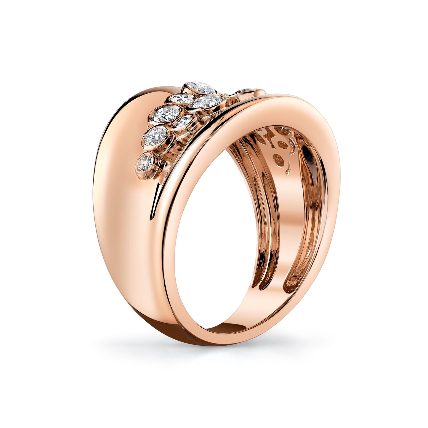 14K 0.60cttw VS White Diamond Cigar Band Ring