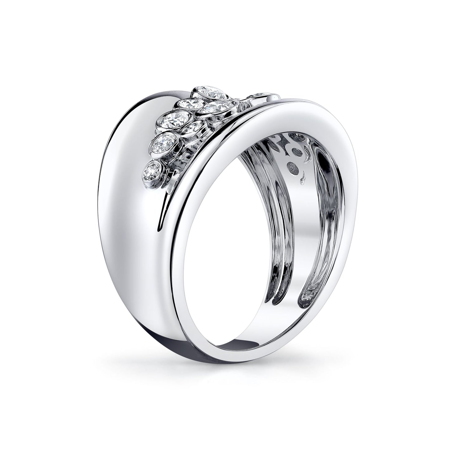 14K 0.60cttw VS White Diamond Cigar Band Ring