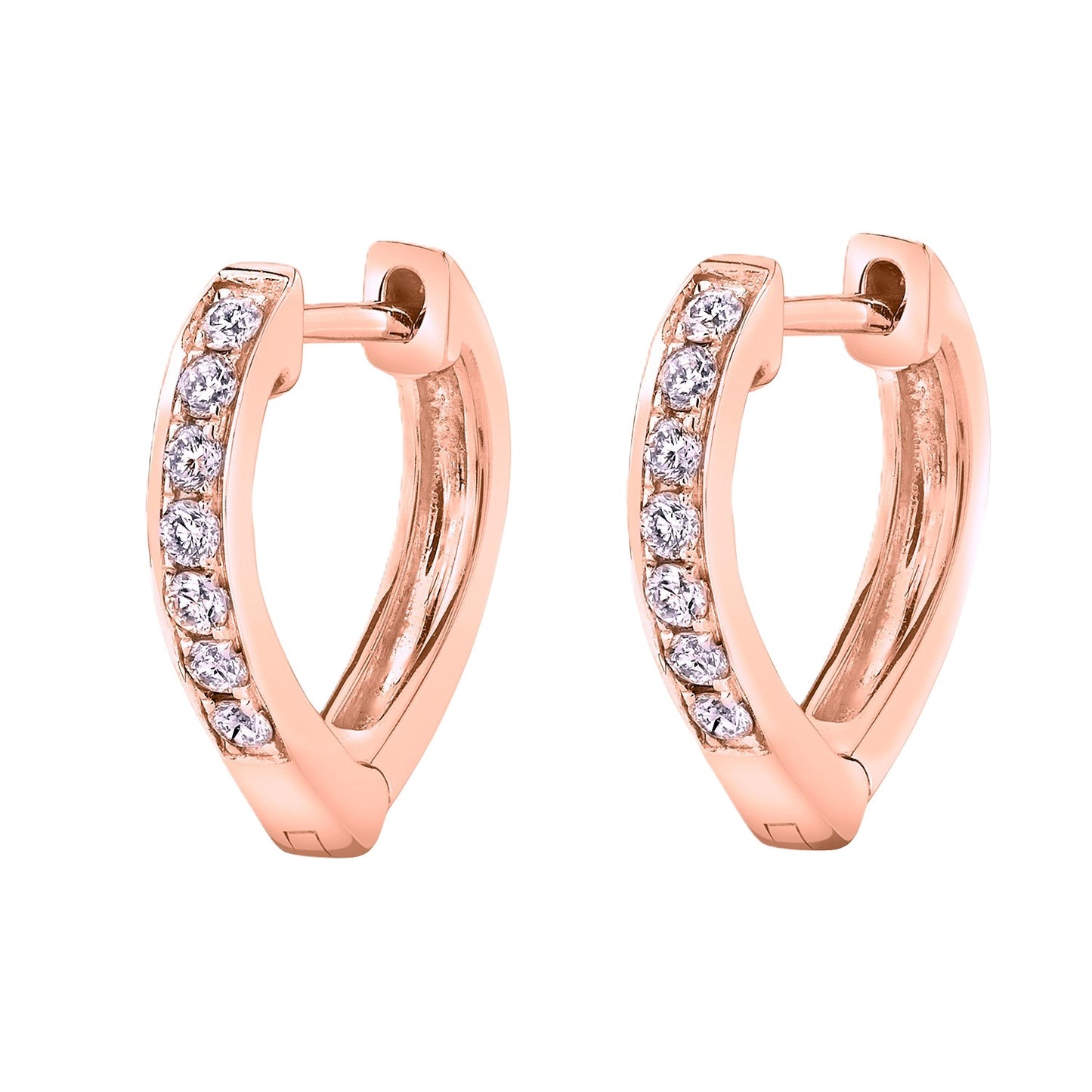 Natural Pink Diamond Huggie Earrings in 14K Gold