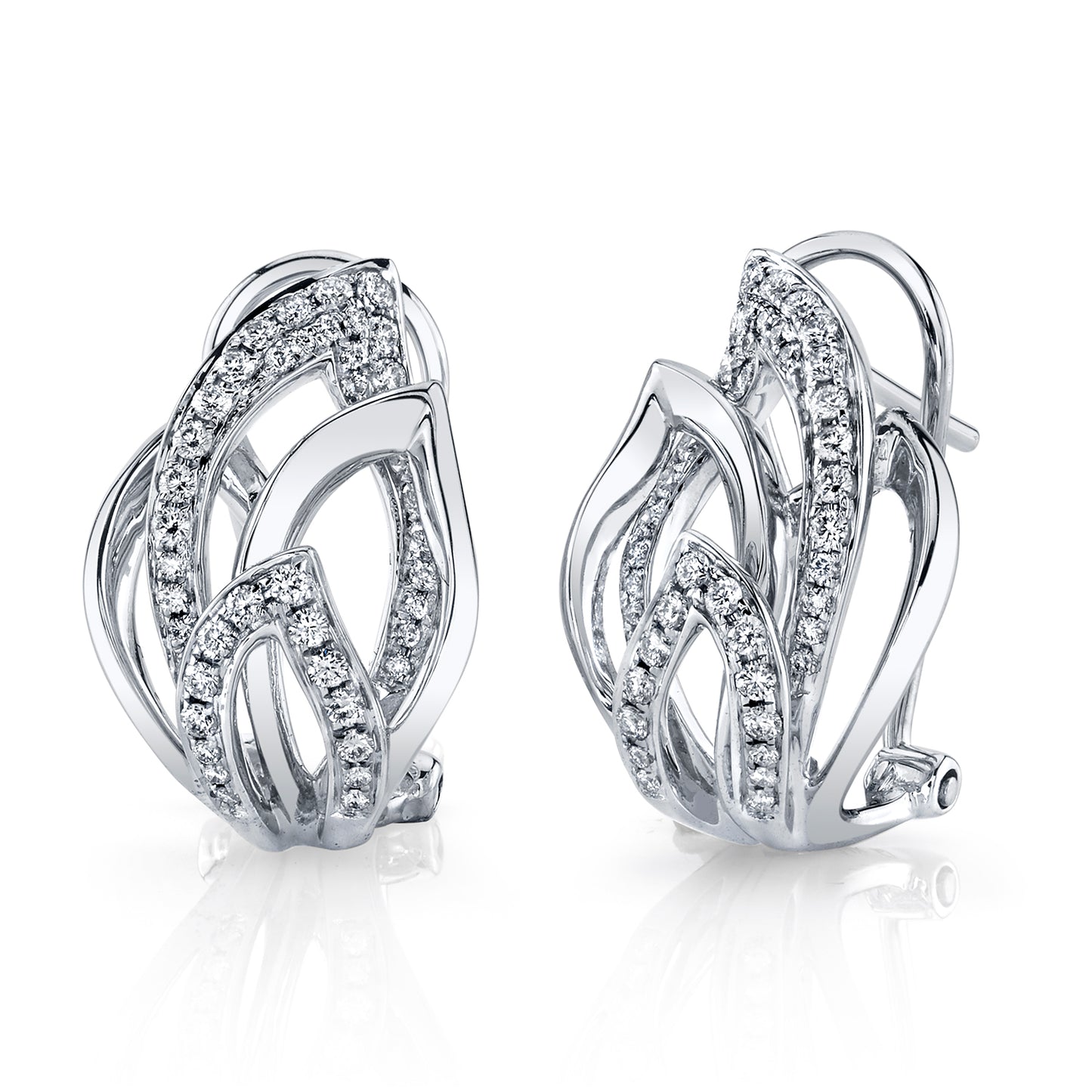14K 0.50cttw VS White Diamond Flame Huggie Earrings