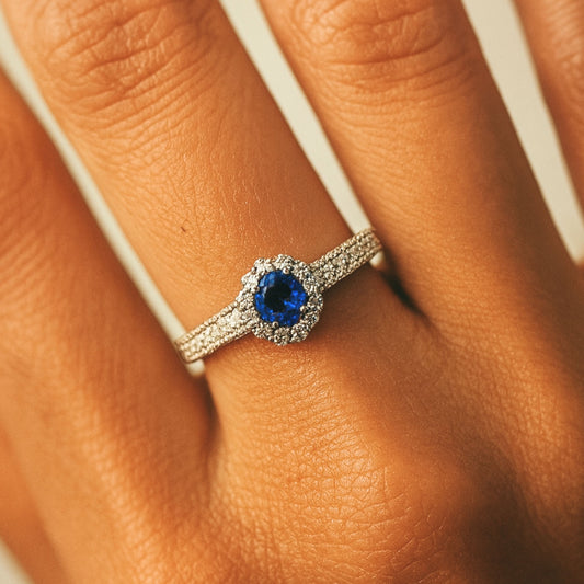 Platinum 0.27ct Oval Hauyne 0.26cttw White Diamonds Ring