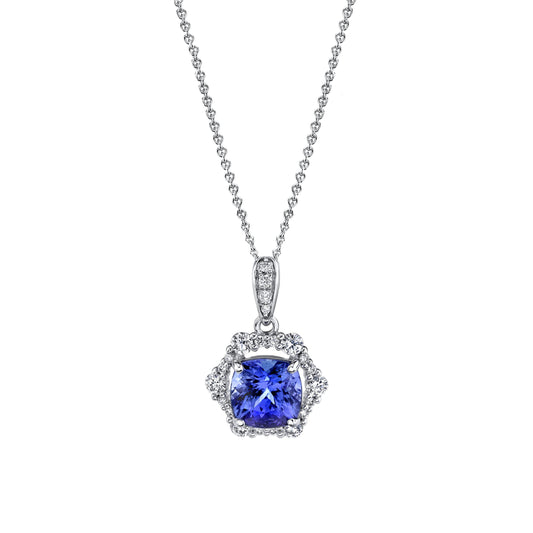 TVON 14K 1.61ct Cushion Tanzanite 0.38cttw VS Diamond Pendant