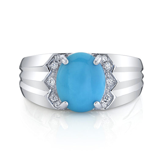 14K 1.98 Cts Turquoise 0.08 Cttw VS Diamond Ring - TVON.com