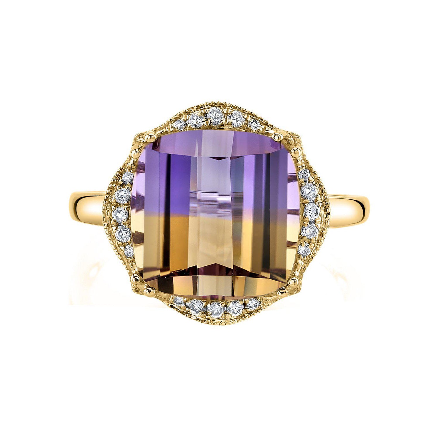 14K 5.59 Cts Ametrine 0.12 Cttw VS Diamond Ring - TVON.com