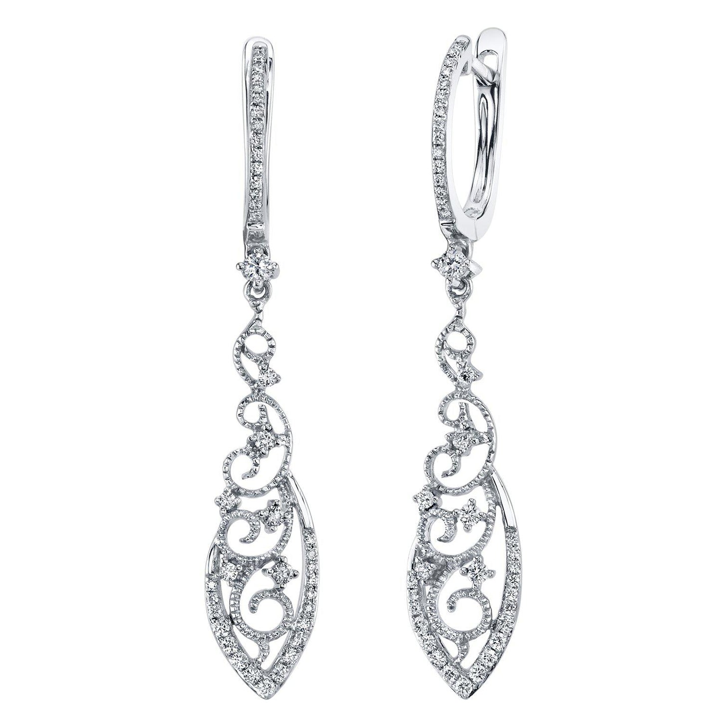 TVON 14K 0.50cttw VS Diamond Lace Drop Earrings