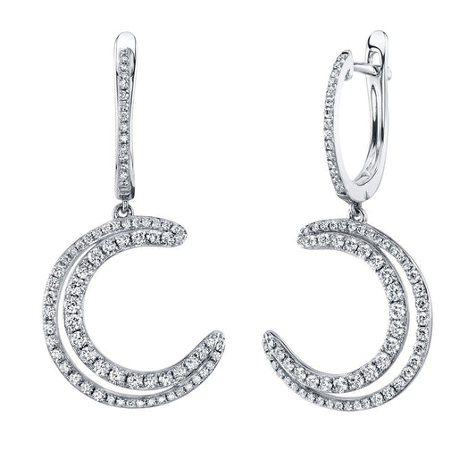 TVON 14K 1.00cttw VS Diamond Crescent Moon Drop Earrings