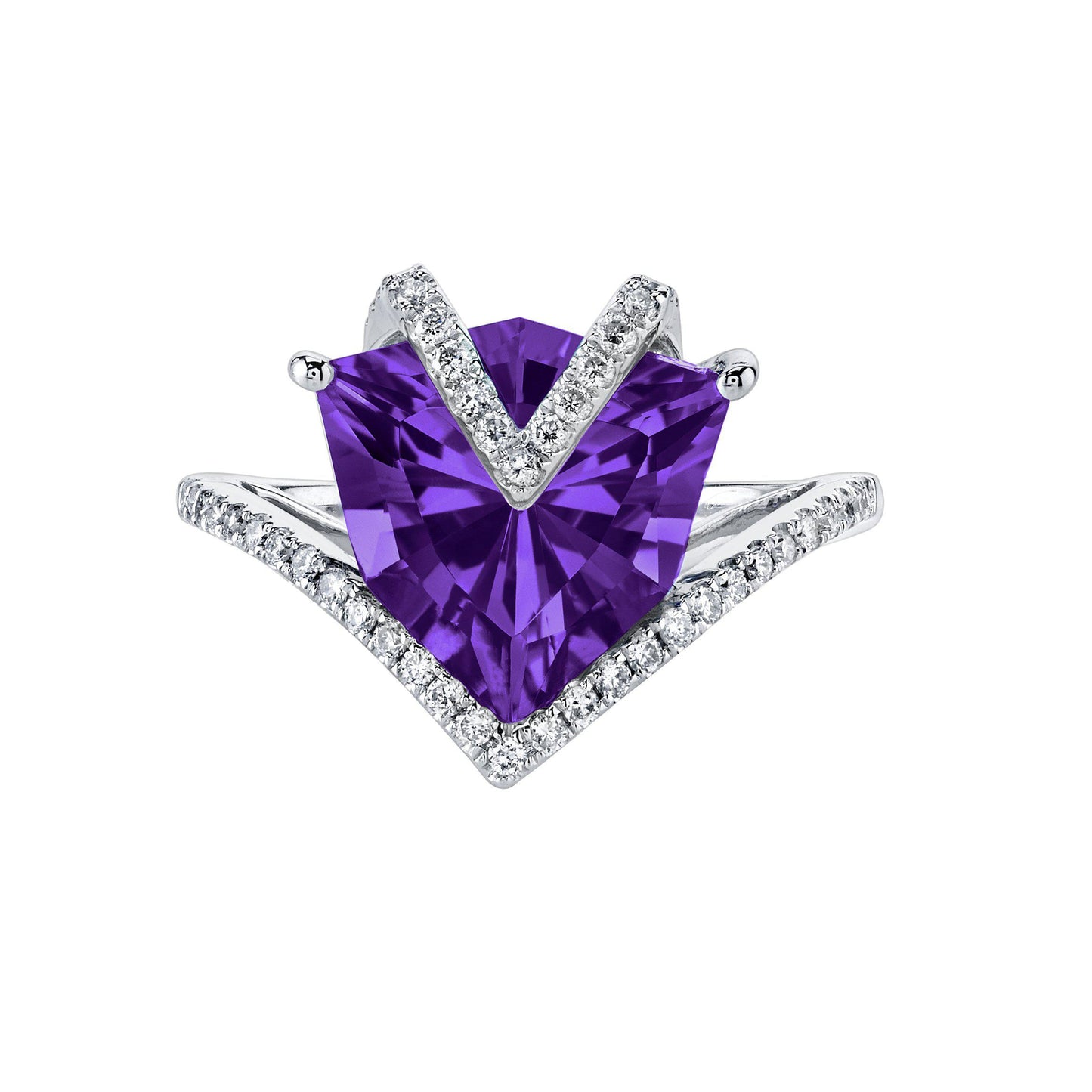 14K 3.72 Cts Amethyst 0.27 Cttw VS Diamond Ring - TVON.com