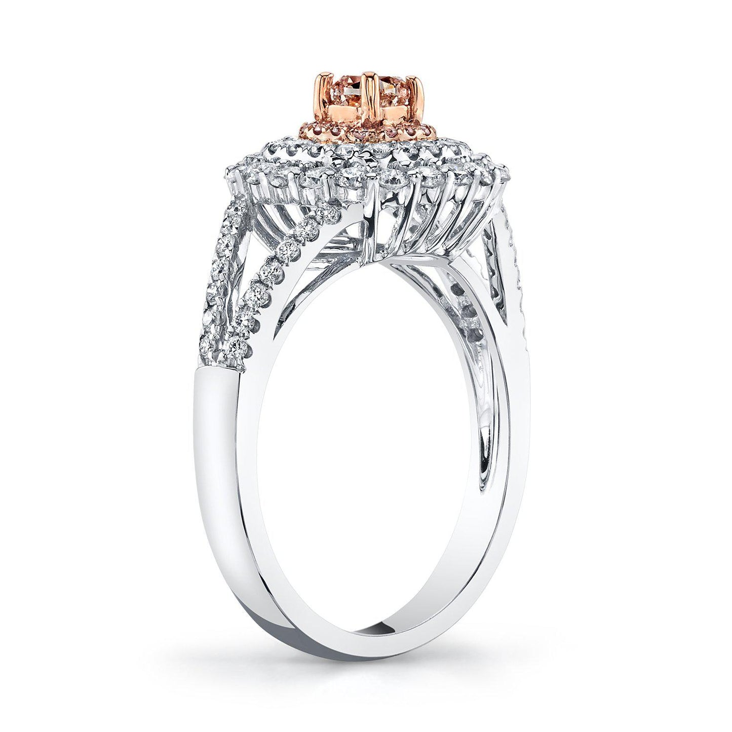 14K 0.24 Cts Pink Diamond 0.67 Cttw VS Diamond Ring - TVON.com