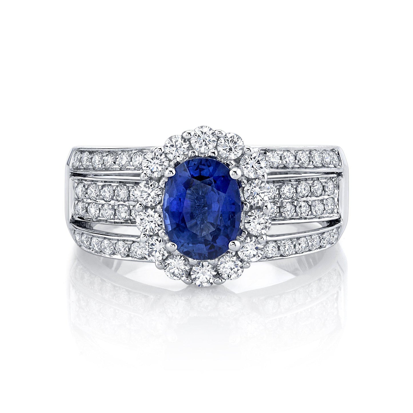 14K 1.62 Cts Blue Sapphire 0.94 Cttw VS Diamond Ring - TVON.com