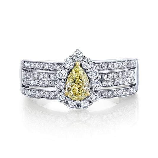 14K 0.50 Cts Yellow Diamond 0.77 Cttw VS Diamond Ring - TVON.com