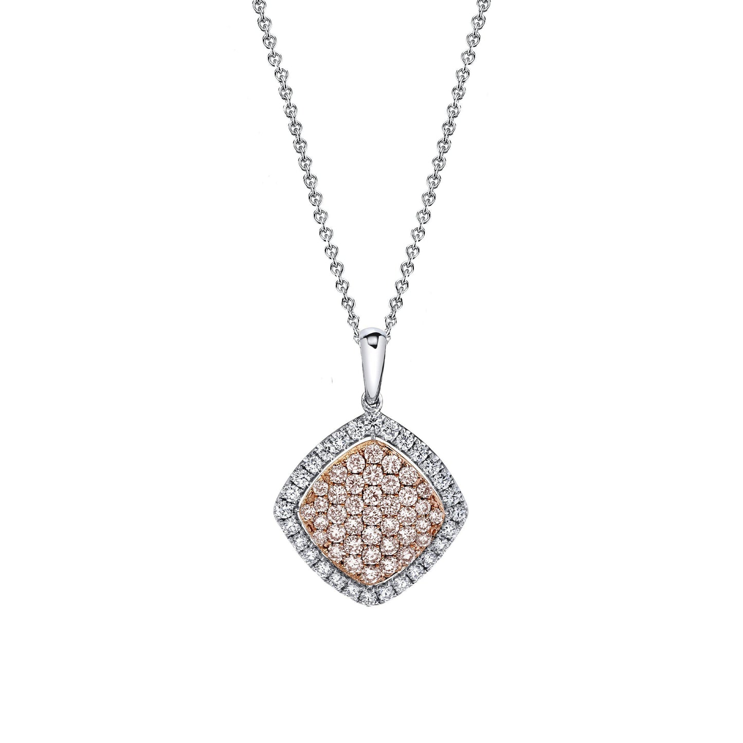 TVON 14K 1.06cttw VS Pink and White Diamond Cluster Pendant
