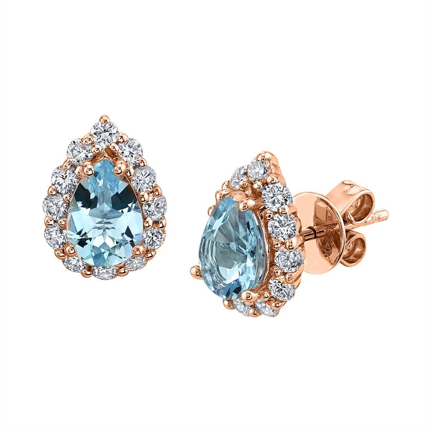 TVON 14K 1.14cttw Pear Shape Santa Maria Aquamarine Stud Earrings