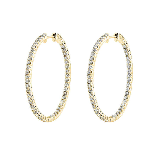TVON 14K 2.02cttw VS Diamond Inside Out Hoop Earrings - 1.5 Inch
