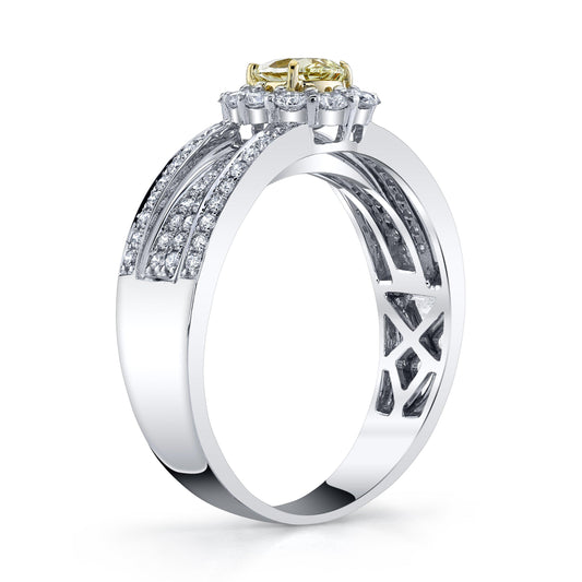 14K 0.50 Cts Yellow Diamond 0.77 Cttw VS Diamond Ring - TVON.com